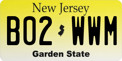 NJ license plate B02WWM