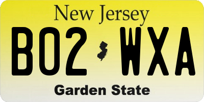 NJ license plate B02WXA