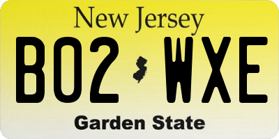 NJ license plate B02WXE