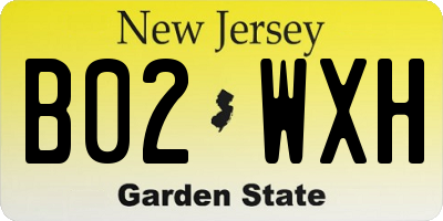 NJ license plate B02WXH
