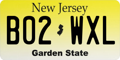 NJ license plate B02WXL