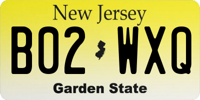 NJ license plate B02WXQ