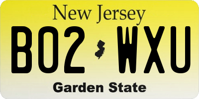 NJ license plate B02WXU
