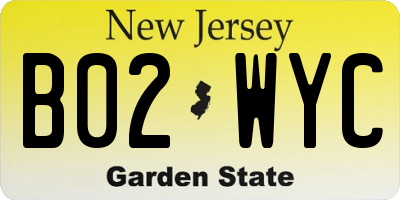 NJ license plate B02WYC