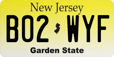 NJ license plate B02WYF