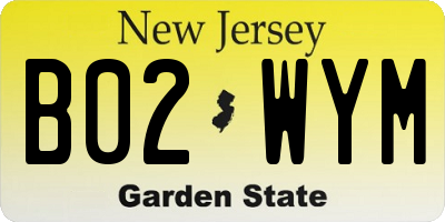 NJ license plate B02WYM