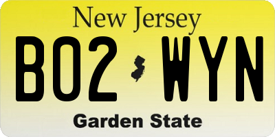 NJ license plate B02WYN