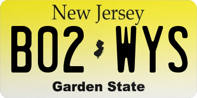 NJ license plate B02WYS