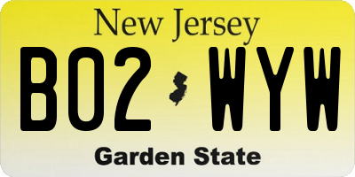 NJ license plate B02WYW