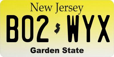 NJ license plate B02WYX