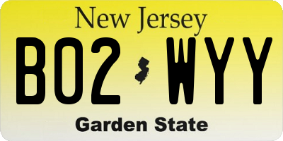 NJ license plate B02WYY