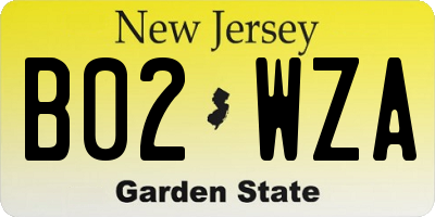 NJ license plate B02WZA