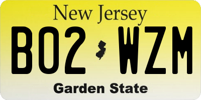 NJ license plate B02WZM