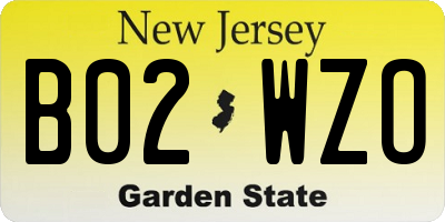 NJ license plate B02WZO