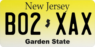 NJ license plate B02XAX