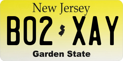 NJ license plate B02XAY