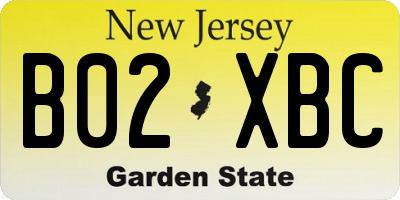 NJ license plate B02XBC