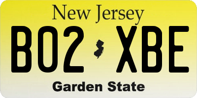 NJ license plate B02XBE