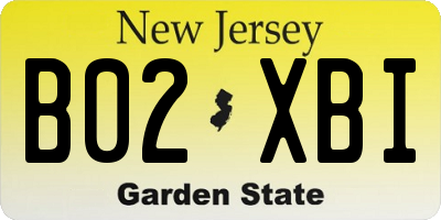 NJ license plate B02XBI