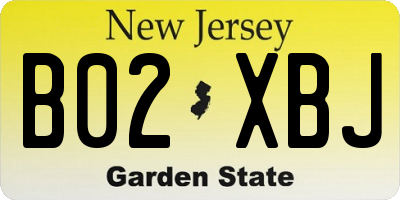 NJ license plate B02XBJ