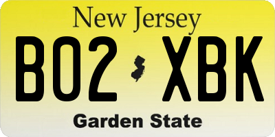 NJ license plate B02XBK