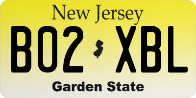 NJ license plate B02XBL