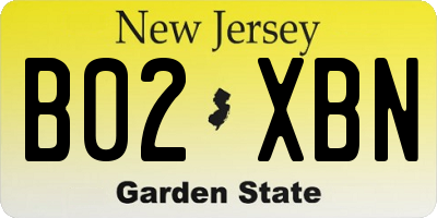 NJ license plate B02XBN