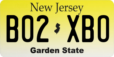NJ license plate B02XBO