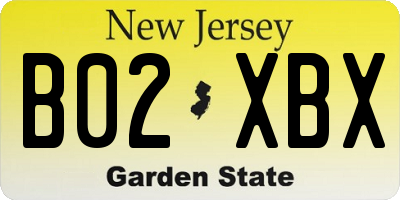 NJ license plate B02XBX
