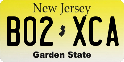 NJ license plate B02XCA