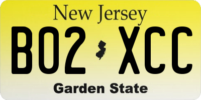 NJ license plate B02XCC