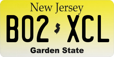 NJ license plate B02XCL
