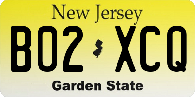NJ license plate B02XCQ
