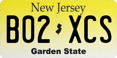 NJ license plate B02XCS