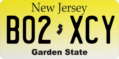 NJ license plate B02XCY