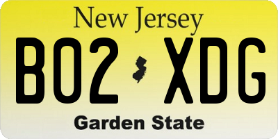 NJ license plate B02XDG