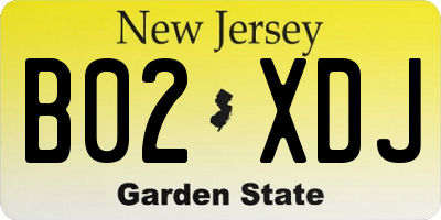 NJ license plate B02XDJ