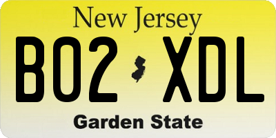 NJ license plate B02XDL