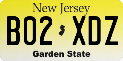 NJ license plate B02XDZ