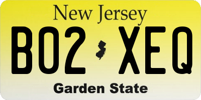 NJ license plate B02XEQ