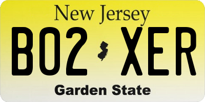 NJ license plate B02XER