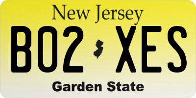 NJ license plate B02XES