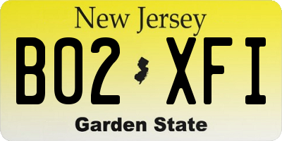 NJ license plate B02XFI