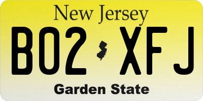 NJ license plate B02XFJ