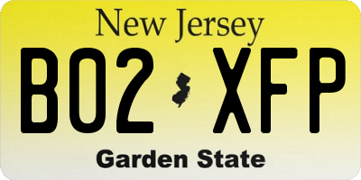 NJ license plate B02XFP