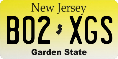 NJ license plate B02XGS