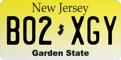 NJ license plate B02XGY