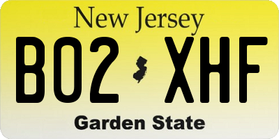 NJ license plate B02XHF