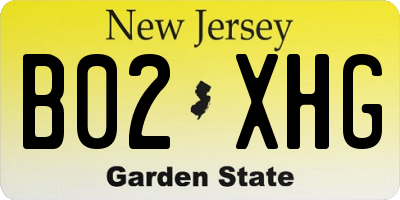 NJ license plate B02XHG