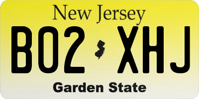 NJ license plate B02XHJ